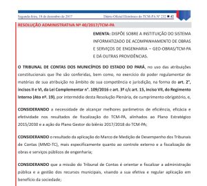 RESOLUÇÃO ADMINISTRATIVA Nº 40-2017
